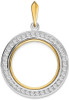 14k Two-tone Gold Channel Set AAA Diamond 22mm Prong Coin Bezel Pendant