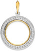 14k Two-tone Gold Channel Set VS Diamond 22mm Prong Coin Bezel Pendant