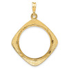 14k Yellow Gold 22mm Textured & Beaded Kite-Shape Prong Coin Bezel Pendant