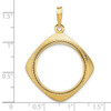 14k Yellow Gold 22mm Textured & Beaded Kite-Shape Prong Coin Bezel Pendant