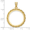 14k Yellow Gold Twisted Wire 22mm Prong Coin Bezel Pendant