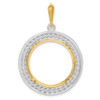 14k Two-tone Gold Channel Set A Diamond 22mm Prong Coin Bezel Pendant