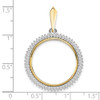 14k Two-tone Gold A Diamond Circle 22mm Prong Coin Bezel Pendant 2006