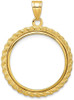 14k Yellow Gold Casted Rope 22mm Prong Coin Bezel Pendant
