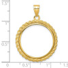 14k Yellow Gold Casted Rope 22mm Prong Coin Bezel Pendant