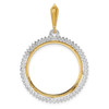 14k Two-tone Gold AAA Diamond Circle 22mm Prong Coin Bezel Pendant 2006