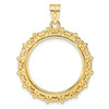 14k Yellow Gold Polished Fancy 22mm Prong Coin Bezel Pendant