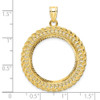 14k Yellow Gold Fancy Heart and Rope 22mm Diamond-Cut Prong Coin Bezel Pendant