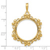 14k Yellow Gold Flower Blossom 22mm Prong Coin Bezel Pendant