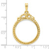 14k Yellow Gold Western Rope 22mm Prong Coin Bezel Pendant