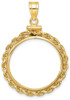 14k Yellow Gold 2mm Rope Screw Top 22mm Coin Bezel Pendant