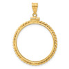14k Yellow Gold 25.0mm Twisted Wire Screw Top Coin Bezel Pendant