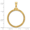 14k Yellow Gold 25.0mm Twisted Wire Screw Top Coin Bezel Pendant