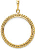 14k Yellow Gold 25.0mm Twisted Wire Prong Coin Bezel Pendant