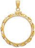 14k Yellow Gold 25.0mm Hand Twisted Ribbon Screw Top Coin Bezel Pendant