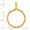 14k Yellow Gold 27.5mm Twisted Wire Screw Top Coin Bezel Pendant
