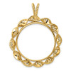 14k Yellow Gold 27.5mm Fancy Twisted Ribbon Prong Coin Bezel Pendant