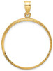 14k Yellow Gold 27mm Diamond-cut Prong Coin Bezel Pendant