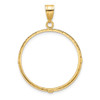 14k Yellow Gold 27mm Diamond-cut Prong Coin Bezel Pendant