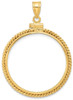 14k Yellow Gold 27mm Twisted Wire Screw Top Coin Bezel Pendant