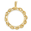 14k Yellow Gold 27mm Fancy Twisted Ribbon Prong Coin Bezel Pendant