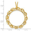14k Yellow Gold 27mm Fancy Twisted Ribbon Prong Coin Bezel Pendant