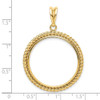 14k Yellow Gold 27mm Twisted Wire Prong Coin Bezel Pendant