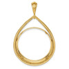 14k Yellow Gold 27mm Polished Teardrop Shaped Prong Coin Bezel Pendant