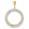 14k Two-tone Gold Channel Set AA Diamond 27mm Prong Coin Bezel Pendant