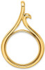14k Yellow Gold 27mm Curled Teardrop Prong Coin Bezel Pendant