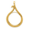 14k Yellow Gold 27mm Curled Teardrop Prong Coin Bezel Pendant