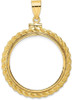 14k Yellow Gold Casted Rope 27mm Screw Top Coin Bezel Pendant