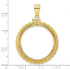 14k Yellow Gold Casted Rope 27mm Screw Top Coin Bezel Pendant