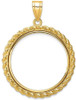 14k Yellow Gold Casted Rope 27mm Prong Coin Bezel Pendant