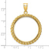 14k Yellow Gold Casted Rope 27mm Prong Coin Bezel Pendant