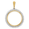 14k Two-tone Gold AA Diamond Circle 27mm Prong Coin Bezel Pendant