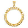 14k Yellow Gold Fancy 27mm Prong Coin Bezel Pendant