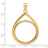 14k Yellow Gold Polished Lightweight Teardrop 27mm Prong Coin Bezel Pendant