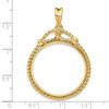 14k Yellow Gold Western Rope 27mm Prong Coin Bezel Pendant