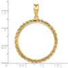 14k Yellow Gold 2mm Rope Edge 30mm Prong Coin Bezel Pendant