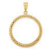 14k Yellow Gold 30mm Twisted Wire Prong Coin Bezel Pendant