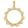 14k Yellow Gold Polished Curved Scroll 30mm Prong Coin Bezel Pendant