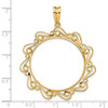 14k Yellow Gold Polished Curved Scroll 30mm Prong Coin Bezel Pendant