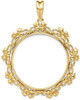 14k Yellow Gold Flower Blossom 30mm Prong Coin Bezel Pendant