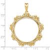 14k Yellow Gold Flower Blossom 30mm Prong Coin Bezel Pendant