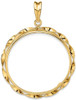 14k Yellow Gold Hand Twisted Ribbon 30mm Prong Coin Bezel Pendant