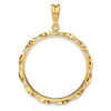 14k Yellow Gold Hand Twisted Ribbon 30mm Prong Coin Bezel Pendant