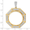14k Two-tone Gold AAA Diamond Octagonal 30mm Prong Coin Bezel Pendant