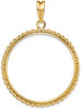 14k Yellow Gold 32.7mm Beaded Edge Prong Coin Bezel Pendant