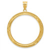 14k Yellow Gold 32.7mm Beaded Prong Coin Bezel Pendant